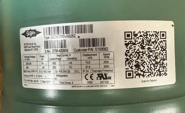 Bitzer Scroll Compressor (NEW)
