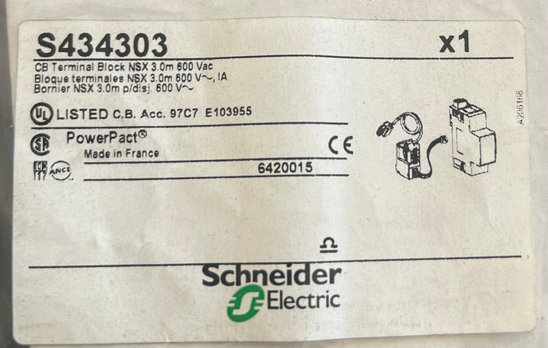 New Schneider Electric CBTerminal Block NSX 3.0mm 600 vac