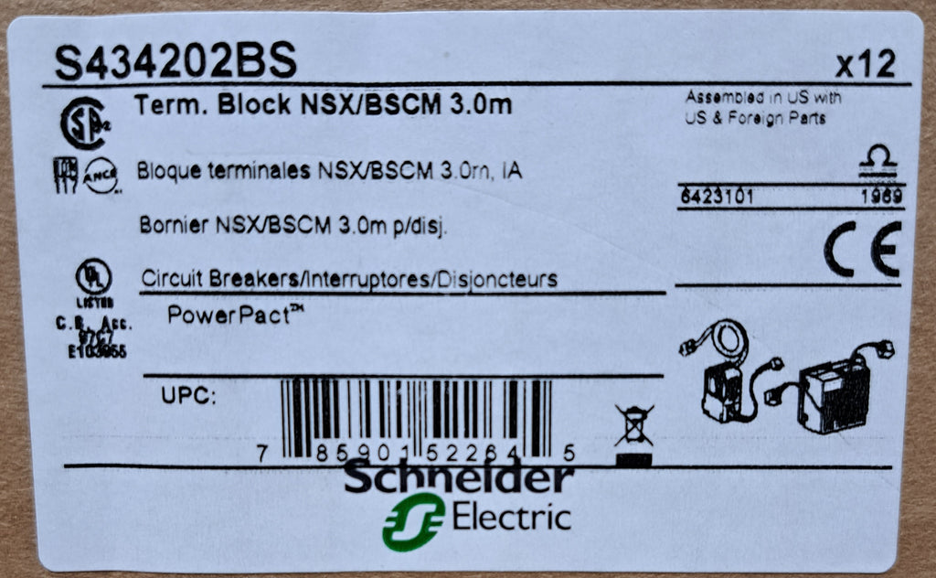 New Square D Term. Block NSX/BSCM 3.0m S434202BS – South Texas Breakers ...