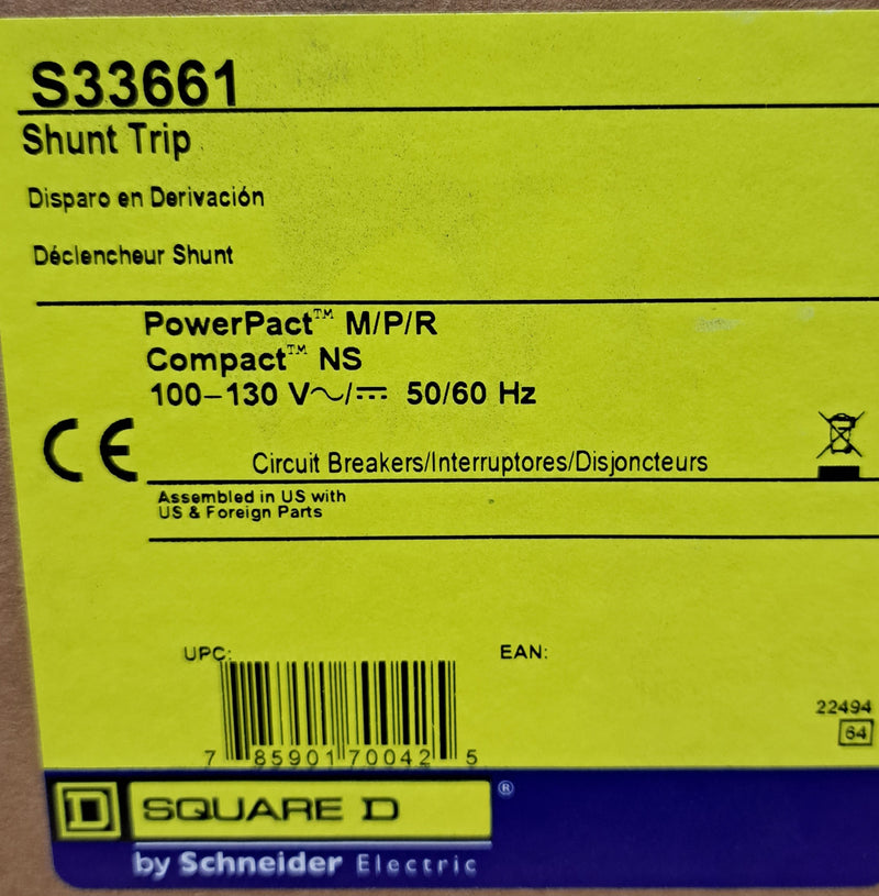 NOFUEL S33661 Shunt Trip Accessory For PowerPacT M/P/R – 120V AC/DC – Circuit Breaker Part