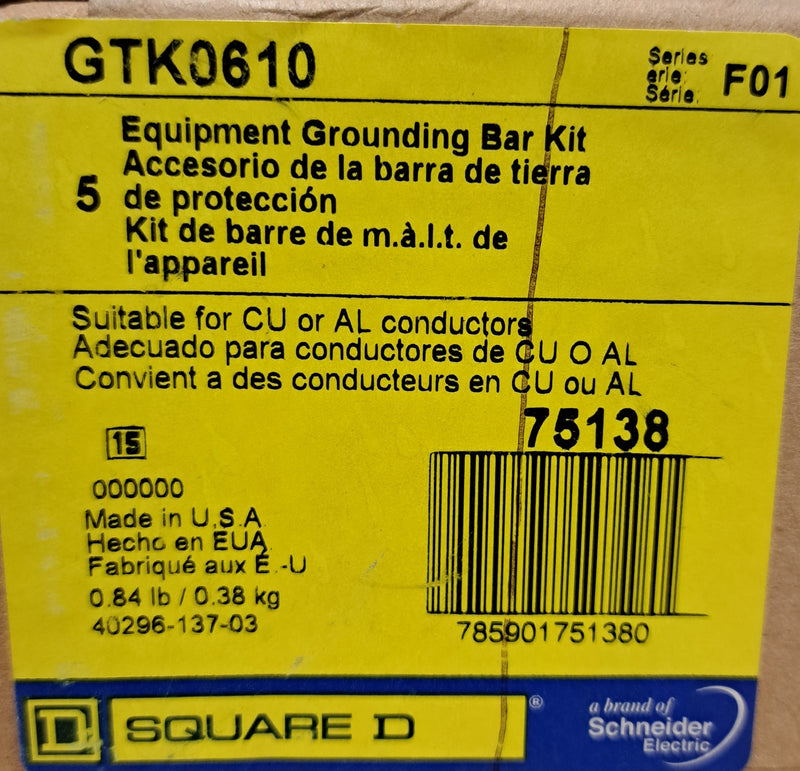 NEW Square D Equipment Grounding Bar Kit Series: F01