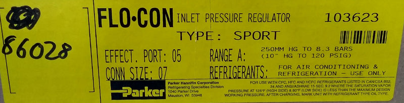 New Surplus PARKER Flo-Con Inlet Pressure Regulator (SPORT)